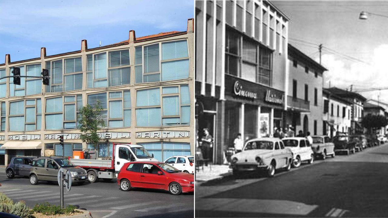 Nella foto a sinistra uno scorcio di via Montalbano oggi, a destra un’immagine di via Montalbano negli anni Settanta