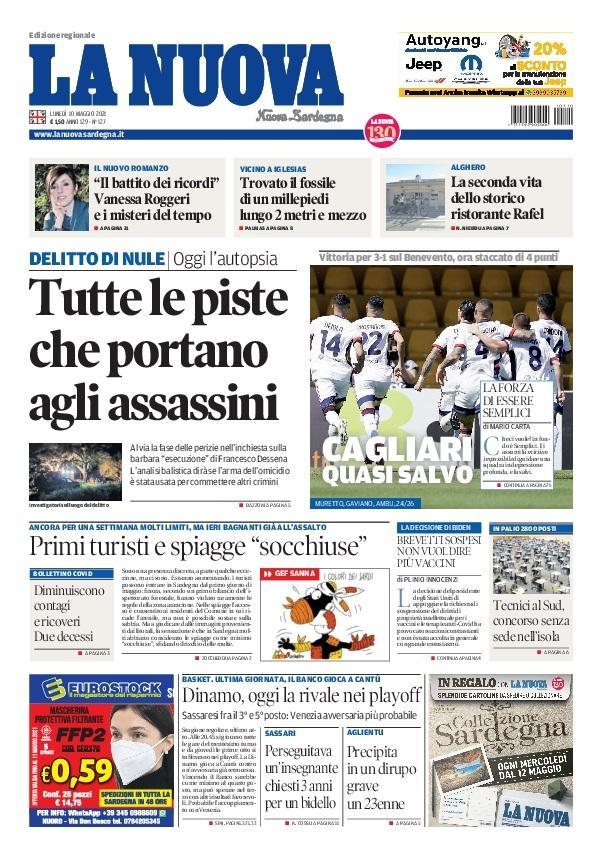 La Nuova Sardegna - Prima Pagina - 10 maggio 2021