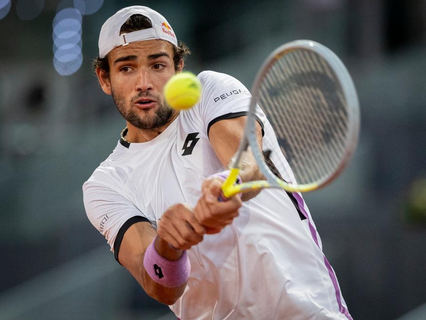 Matteo Berrettini in azione a Madrid: si è arreso in finale