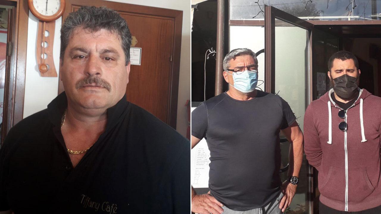 Nella foto a sinistra Dario Barontini, titolare del bar Tiffany a Marina di Pisa e Fabio Tellini, uno dei soci del ristorante Chichibio di Tirrenia, insieme a Marco Bonatti (primo a destra)