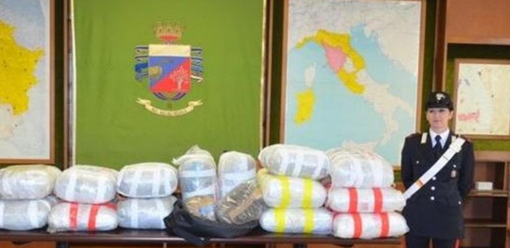 La droga sequestrata nel container