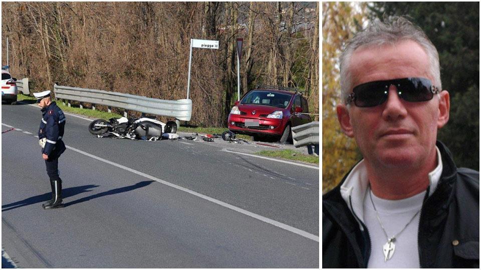 Un’immagine dell’incidente avvenuto il 24 febbraio 2018 e Roberto Masolini, la vittima