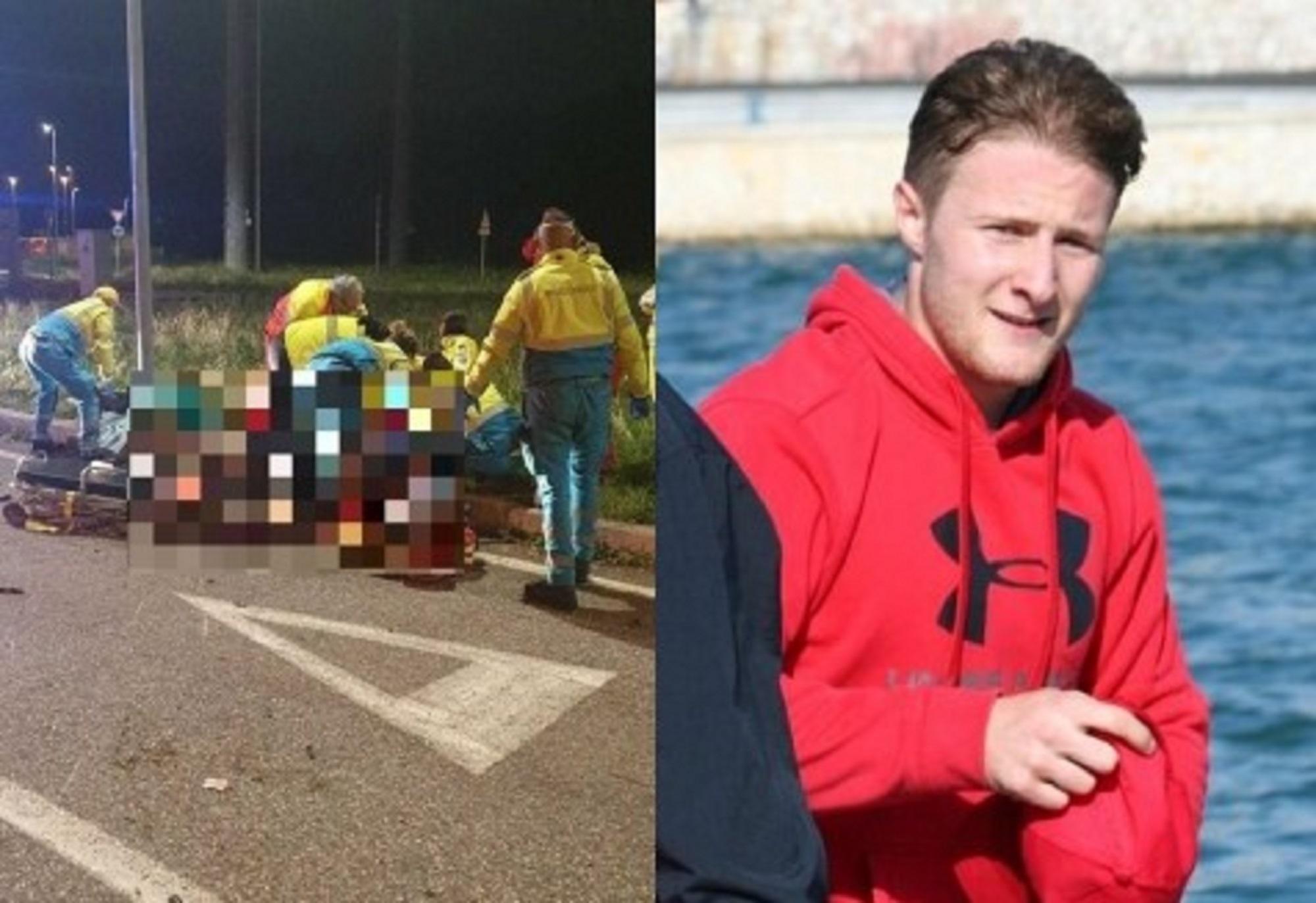 A sinistra i soccorsi in via del Levante, a destra Christian Volpi, 22 anni