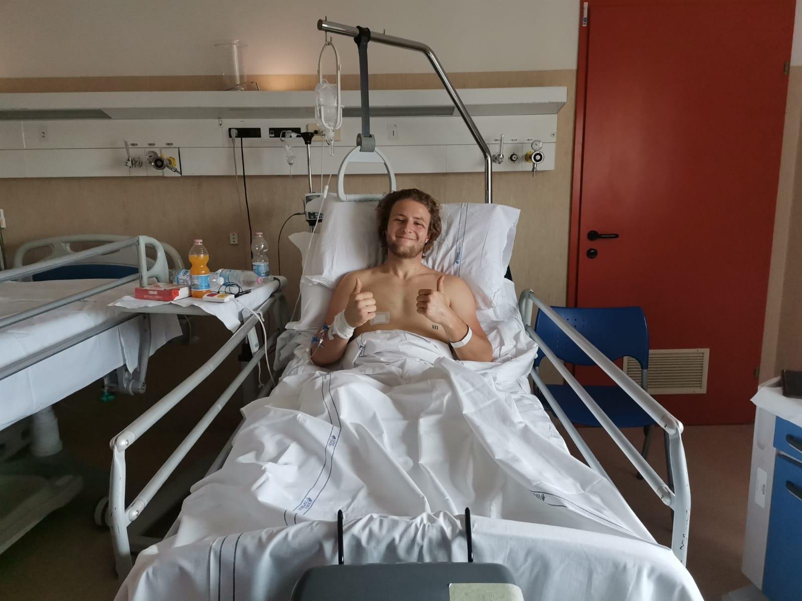 Christian Volpi dal letto dell'ospedale di Livorno