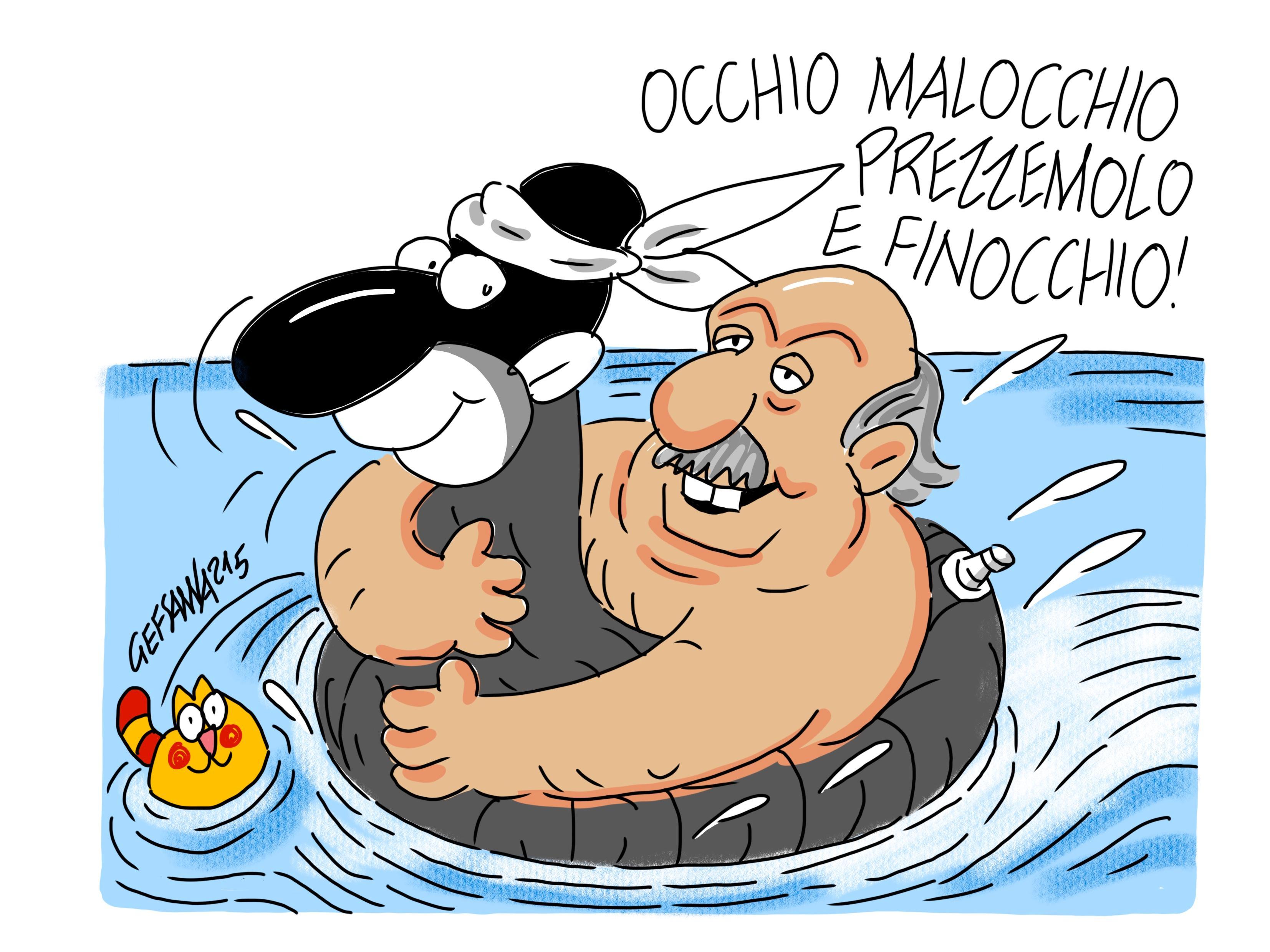 La vignetta di Gef: Lino Banfi vorrebbe girare un film in Sardegna 