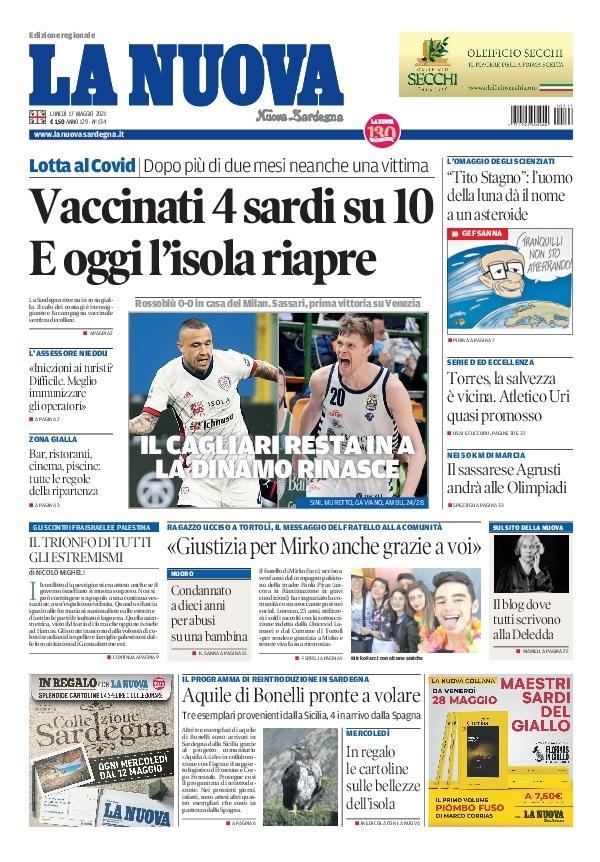 La Nuova Sardegna - Prima Pagina - 17 maggio 2021