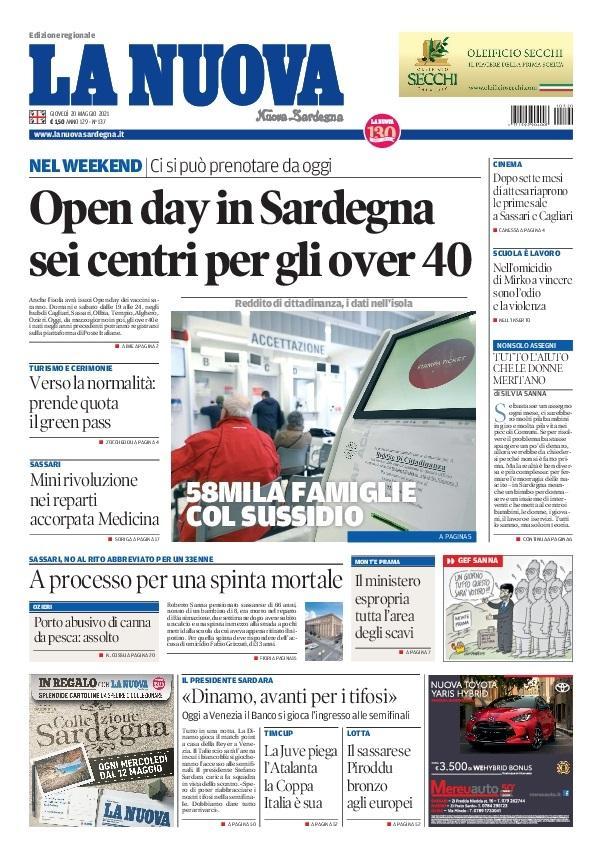 La Nuova Sardegna - Prima Pagina - 20 maggio 2021