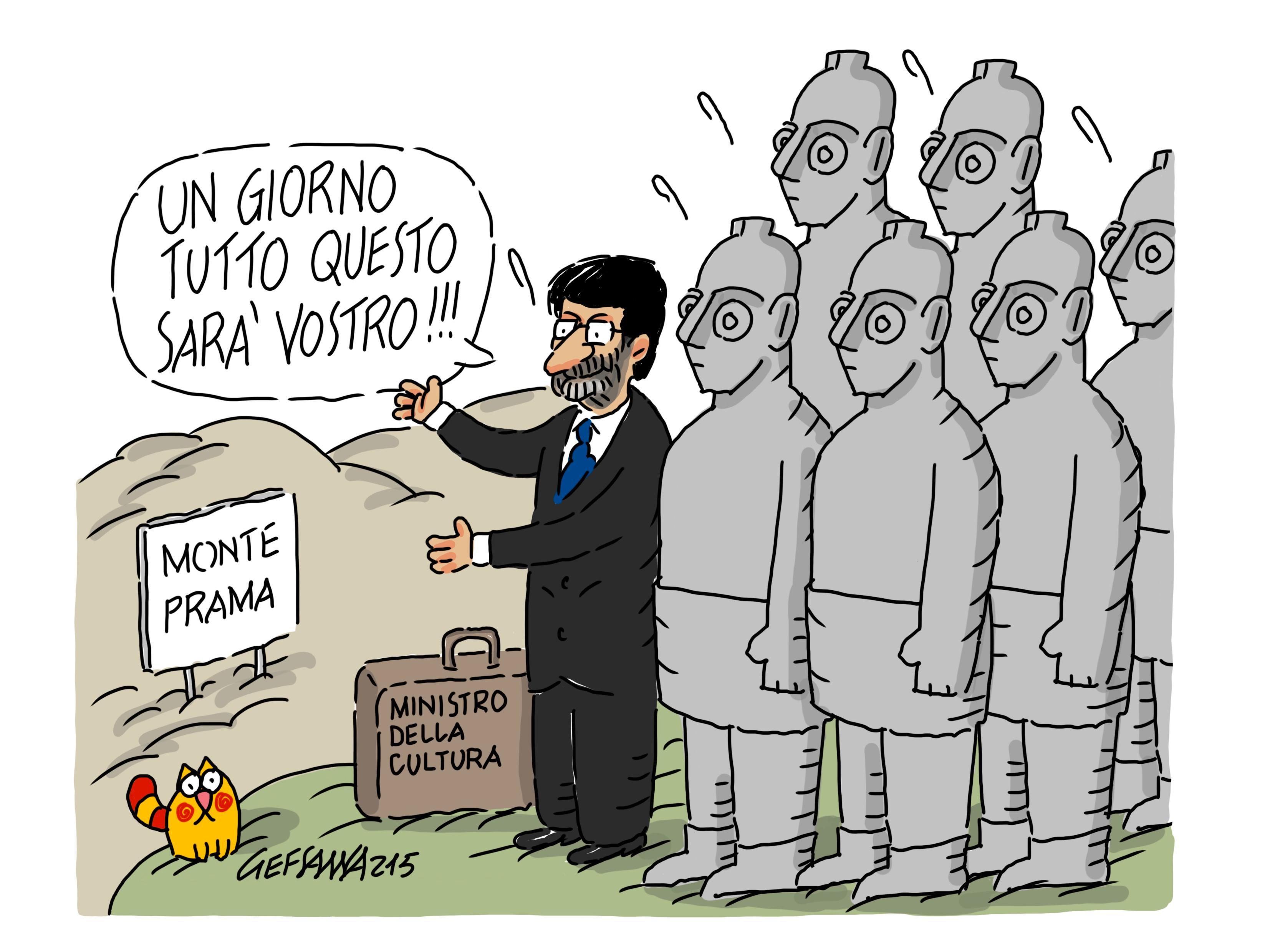 La vignetta di Gef: Giganti, il ministero espropria tutta l'area di Monte Prama