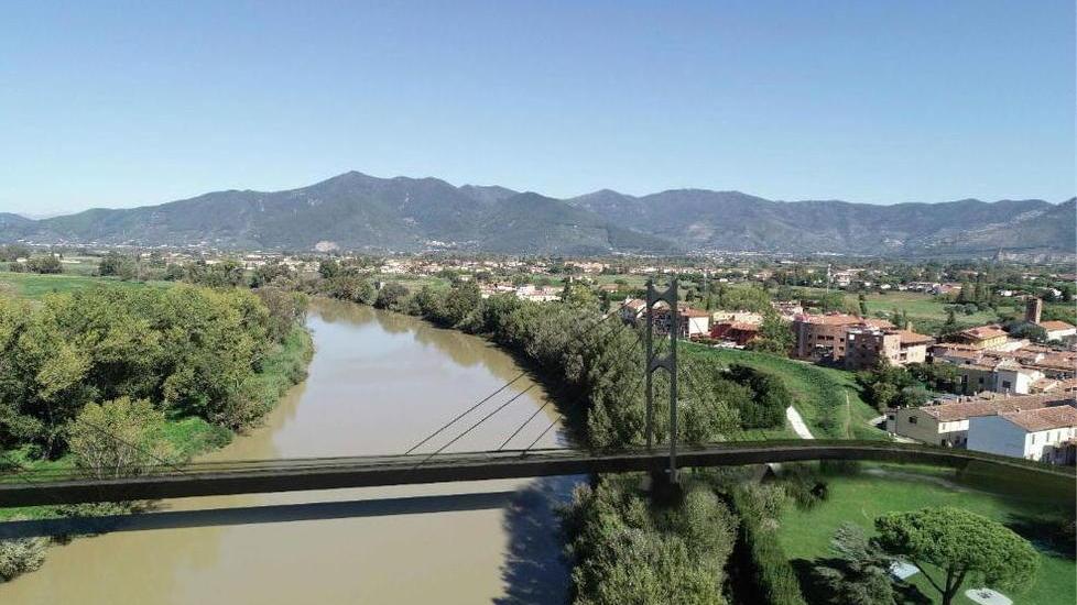 Un rendering del ponte sull'Arno tra Cisanello e Riglione
