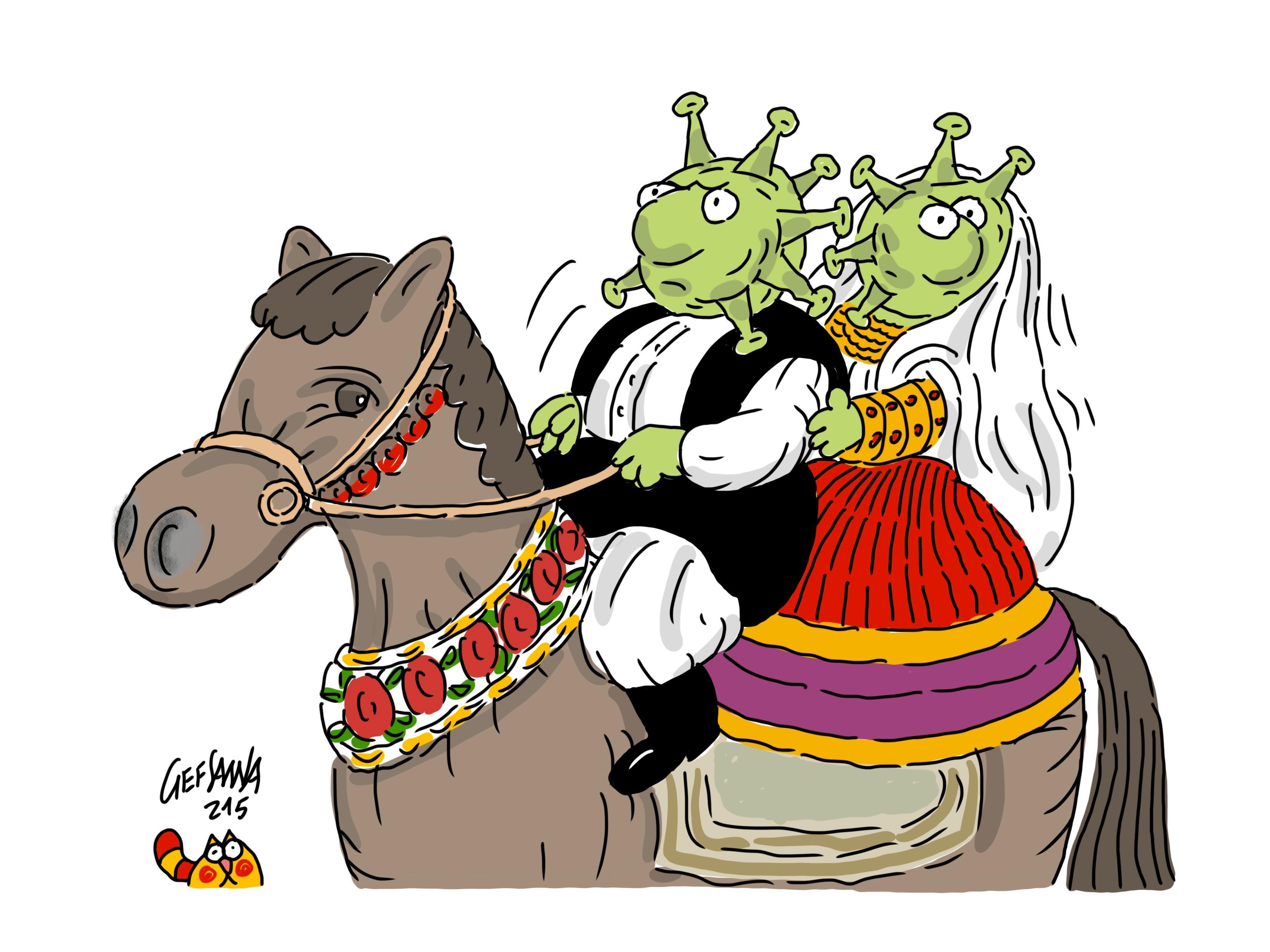 La vignetta di Gef: il virus cancella la Cavalcata sarda