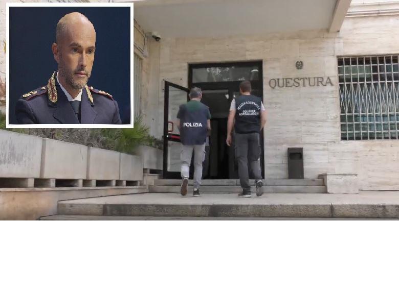 Nel riquadro il capo della mobile Mustaro