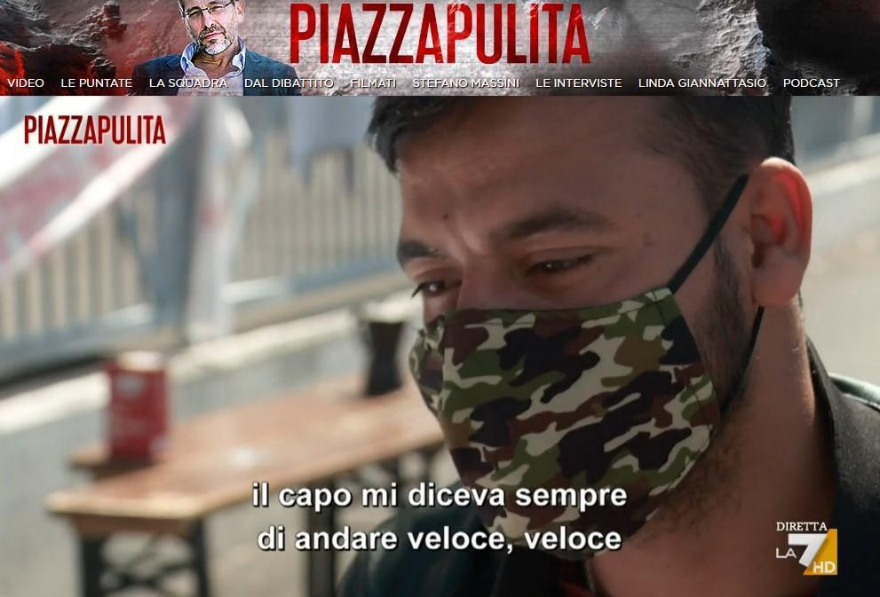 Un momento del servizio andato in onda a "Piazzapulita"