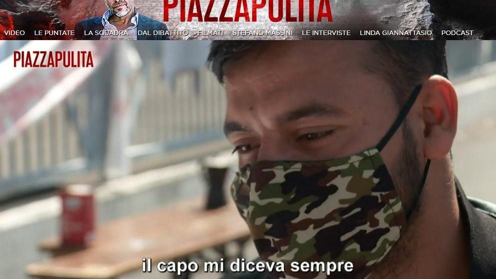 Un momento del servizio andato in onda a "Piazzapulita"