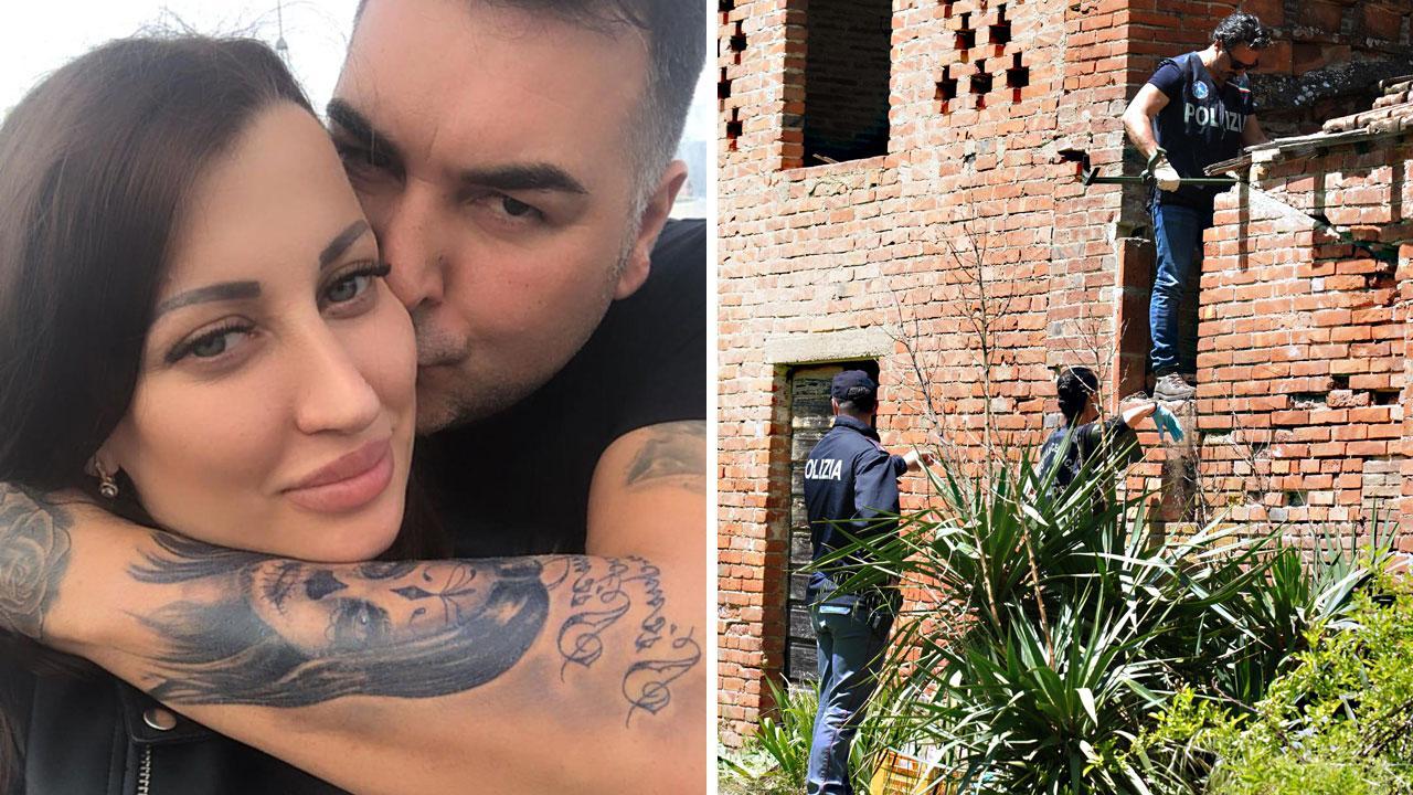 La ventinovenne ucraina Khrystyna Novak abbracciata dal fidanzato spagnolo Airam Gonzalez, con il quale viveva a Corte Nardi e i  rilievi della polizia scientifica nel casolare dove è stato trovato il cadavere (FOTO FRANCO SILVI)