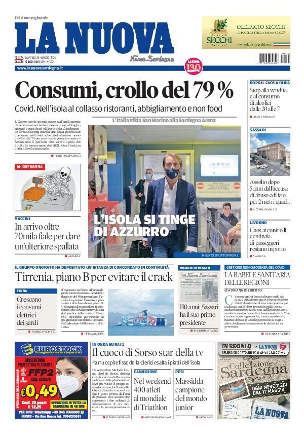 La Nuova Sardegna - Prima Pagina - 25 maggio 2021