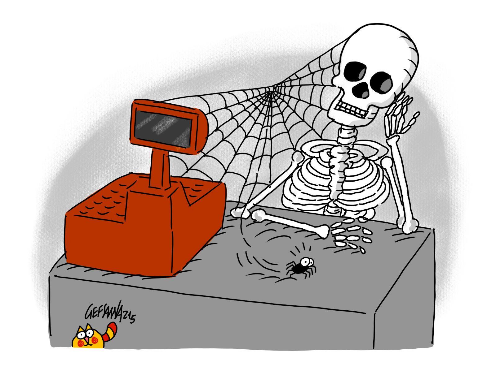 La vignetta di Gef: commercio in profondo rosso a causa del lockdown