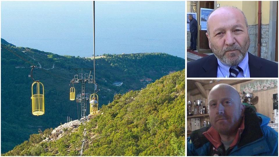 La cabinovia Marciana-Monte Capanne all’Elba, il sindaco Marco Bonucchi e Marco Giannarelli