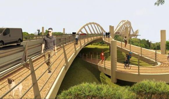 Nuovo ponte sul Serchio: il rendering di come sarà (particolare della rampa nord)