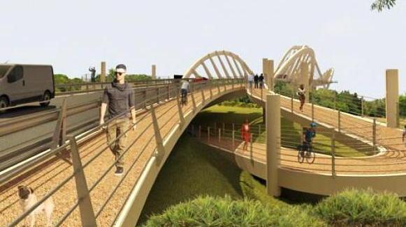 Nuovo ponte sul Serchio: il rendering di come sarà (particolare della rampa nord)
