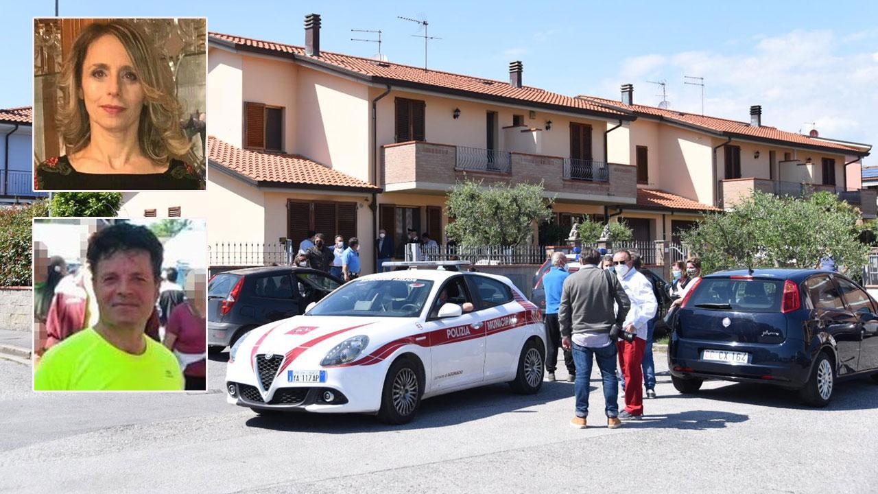 Nella foto grande la casa di Altopascio in cui è avvenuto il femminicidio: in alto la vittima, Maria Carmina Fontana. In basso il marito Luigi Fontana