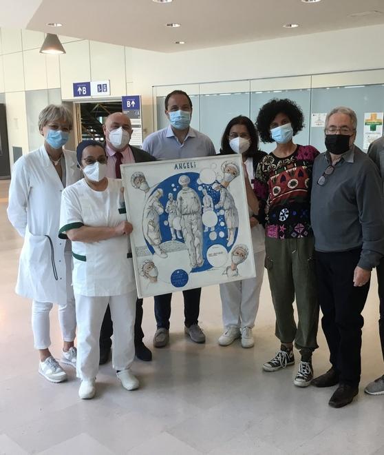 Il pittore salvato dal virus dona un quadro al S. Luca