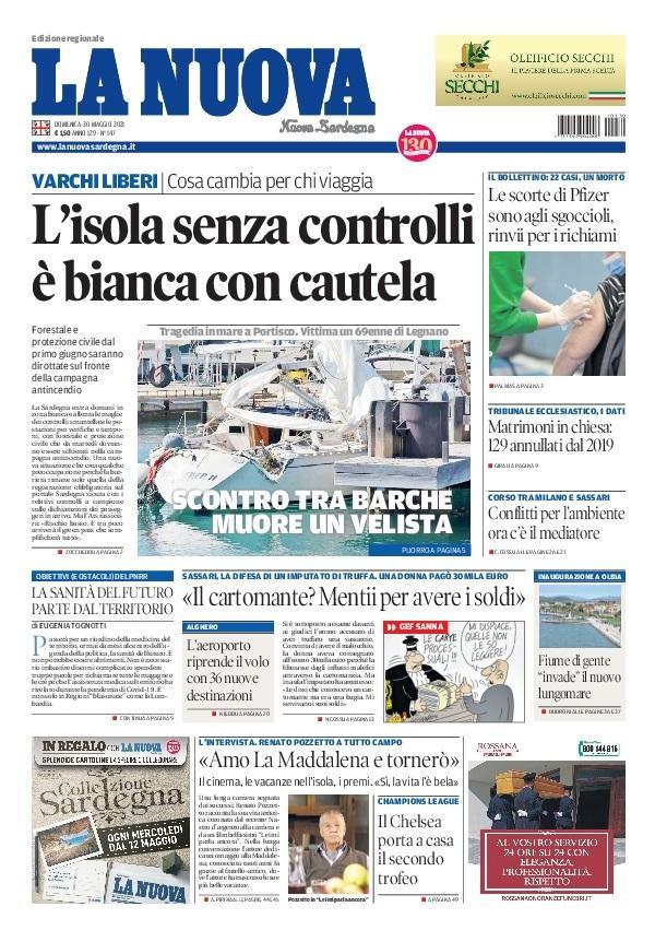 La Nuova Sardegna - Prima Pagina - 30 maggio 2021