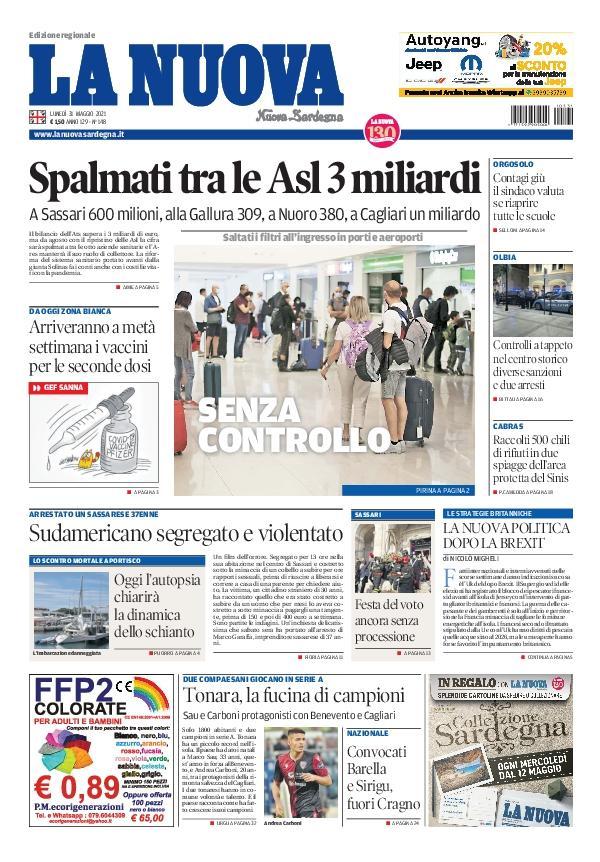 La Nuova Sardegna - Prima Pagina - 31 maggio 2021