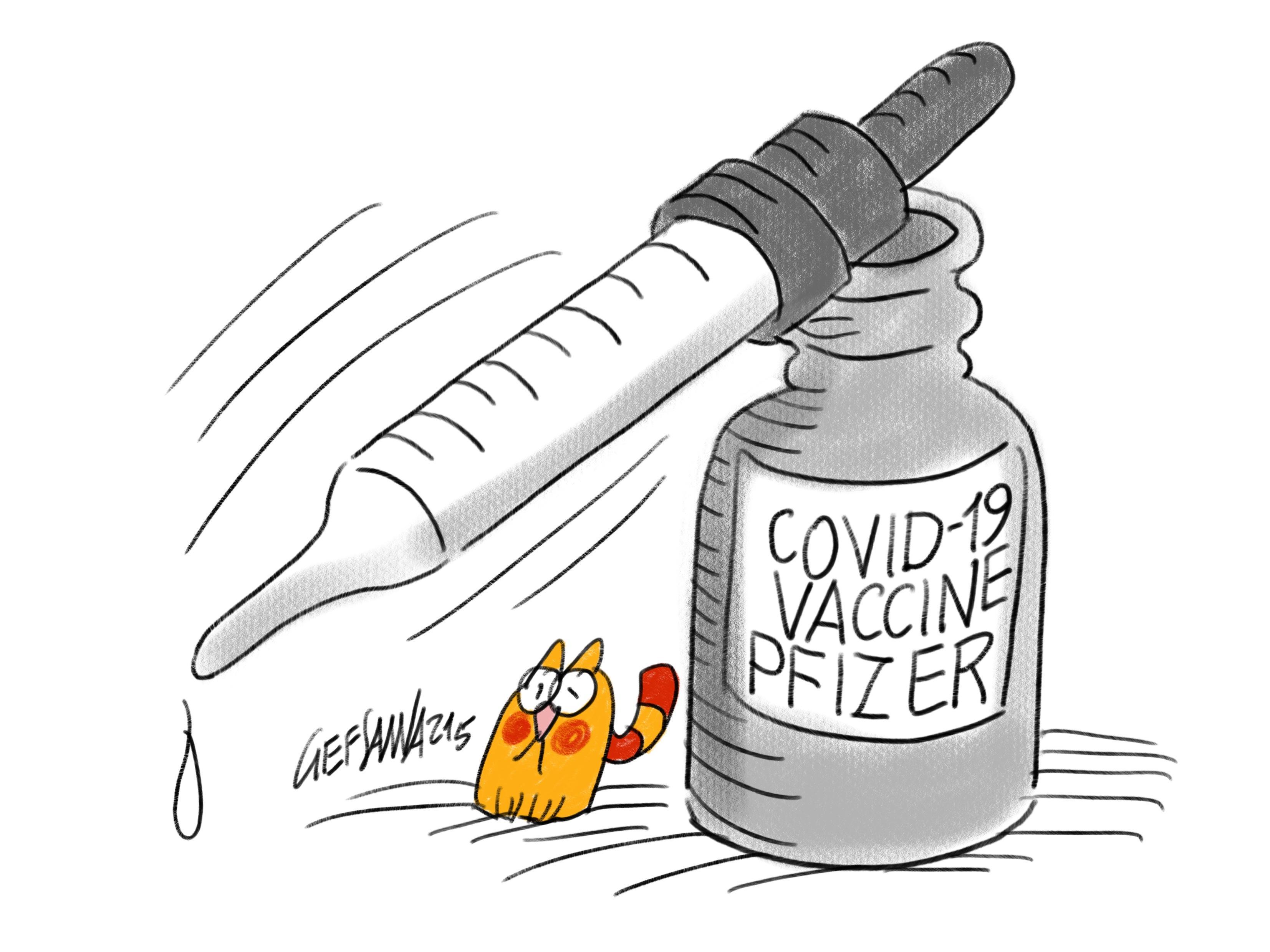 La vignetta di Gef: quasi finite le scorte di vaccino Pfizer in Sardegna