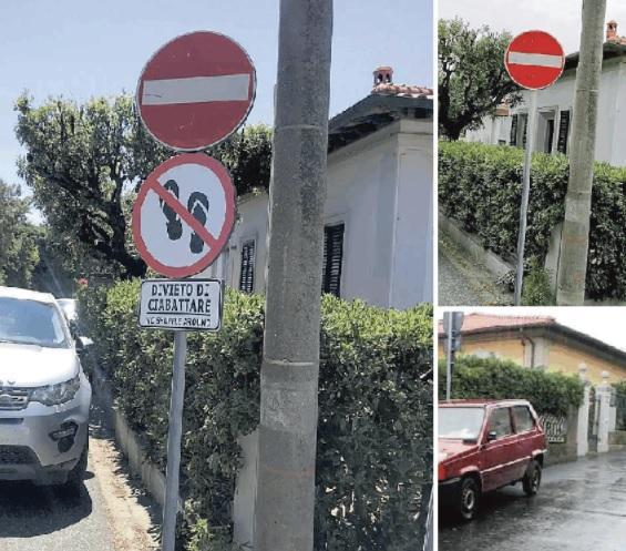 Rimosso da Castiglioncello il cartello-burla sul divieto di "ciabattare"