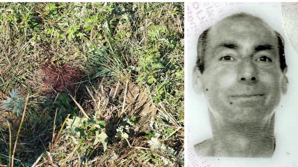 Il luogo in cui venne trovato il corpo della vittima: a destra Roberto Checcucci