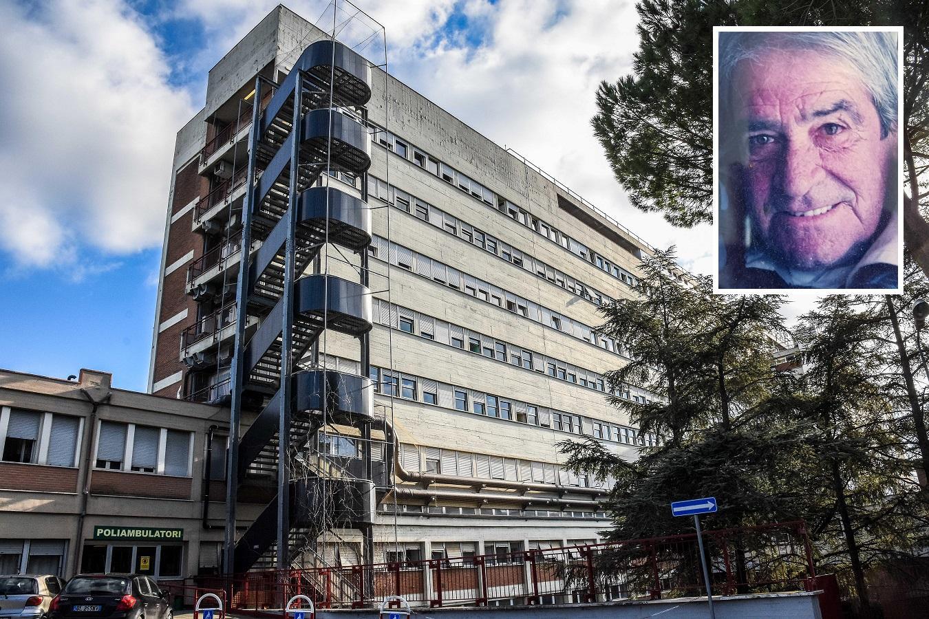 L'ospedale Misericordia di Grosseto (foto Bf) e, nel riquadro, Piero Detti