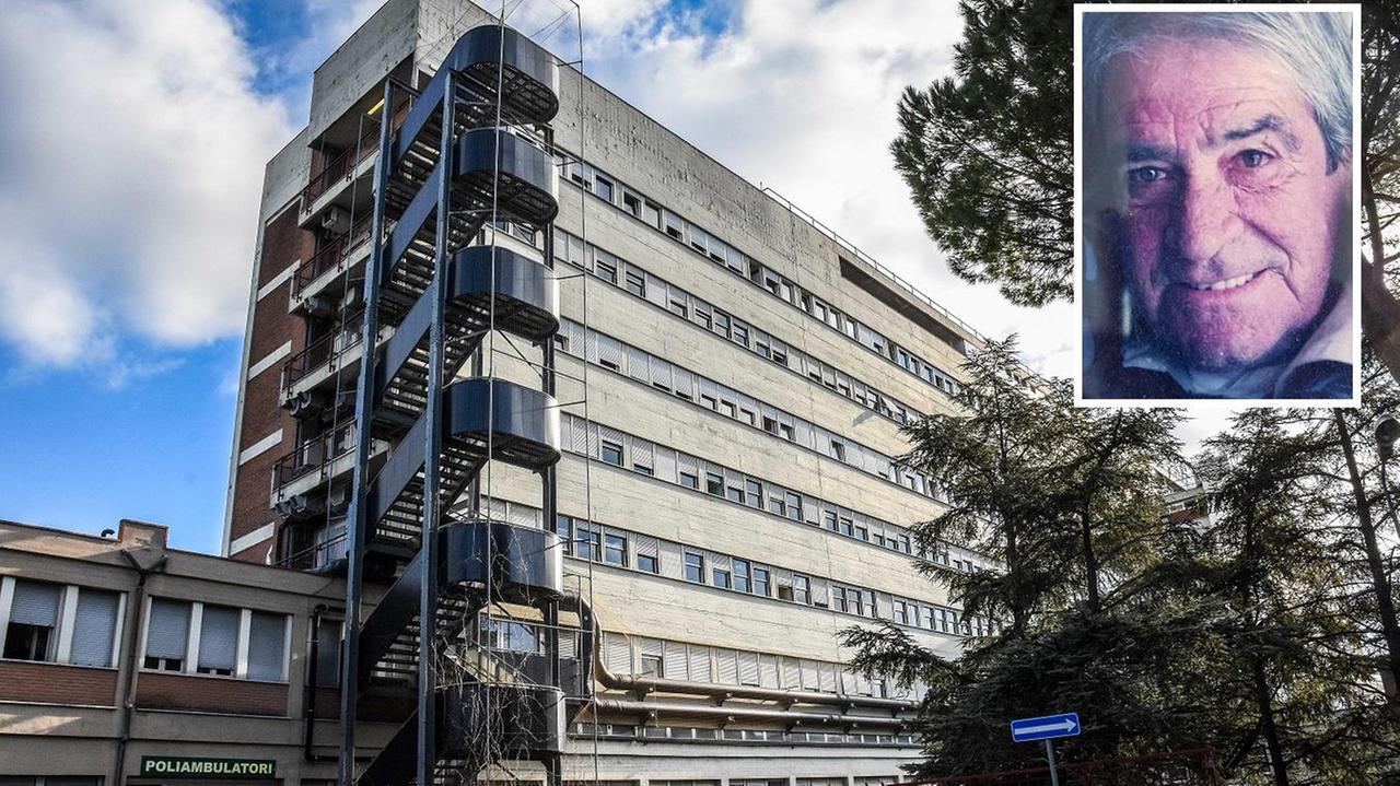 L'ospedale Misericordia di Grosseto (foto Bf) e, nel riquadro, Piero Detti