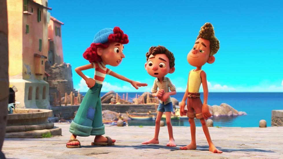 I tre protagonisti in un’immagine dal film “Luca” di Enrico Casarosa dal 18 su Disney+