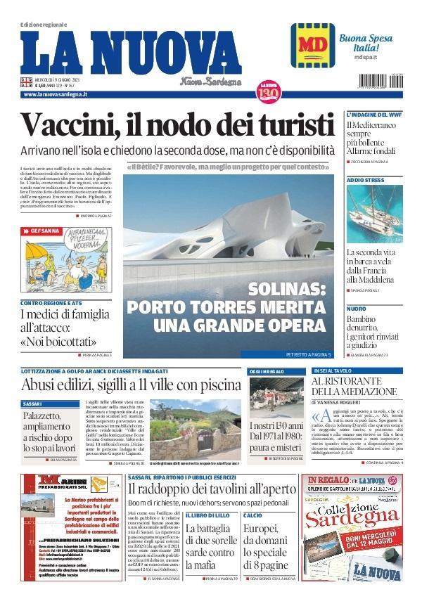 La Nuova Sardegna - Prima Pagina - 9 giugno 2021