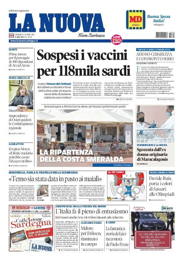 La Nuova Sardegna - Prima Pagina - 13 giugno 2021