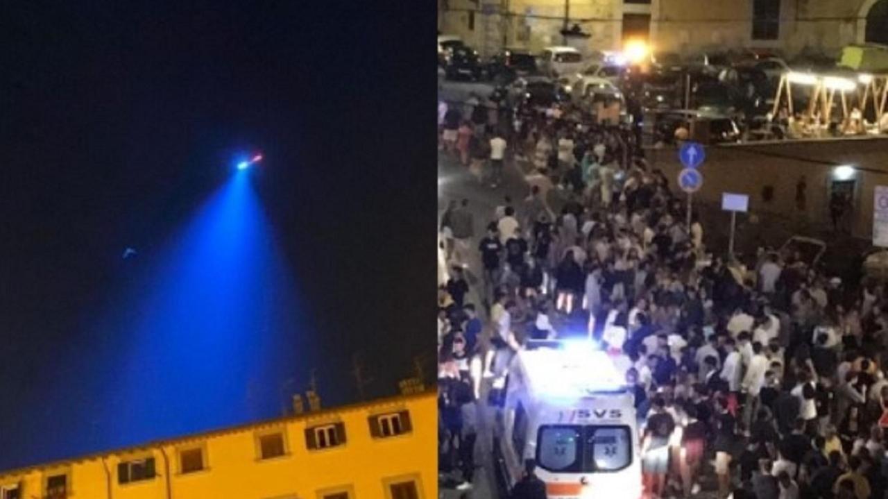 L'elicottero della polizia e la movida in Venezia