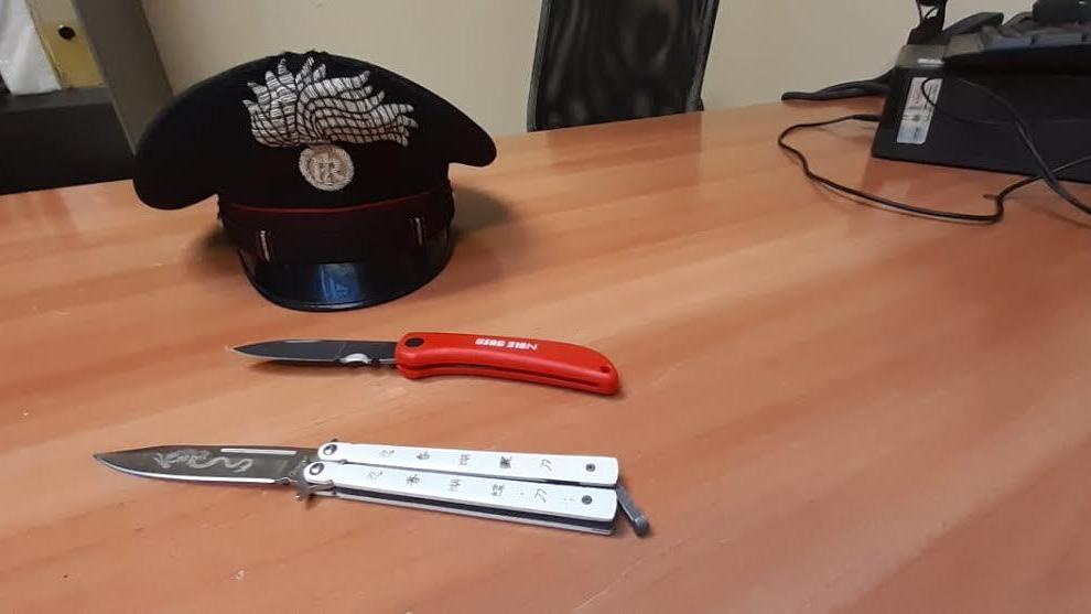 Coltelli sequestrati dai carabinieri (foto d'archivio)