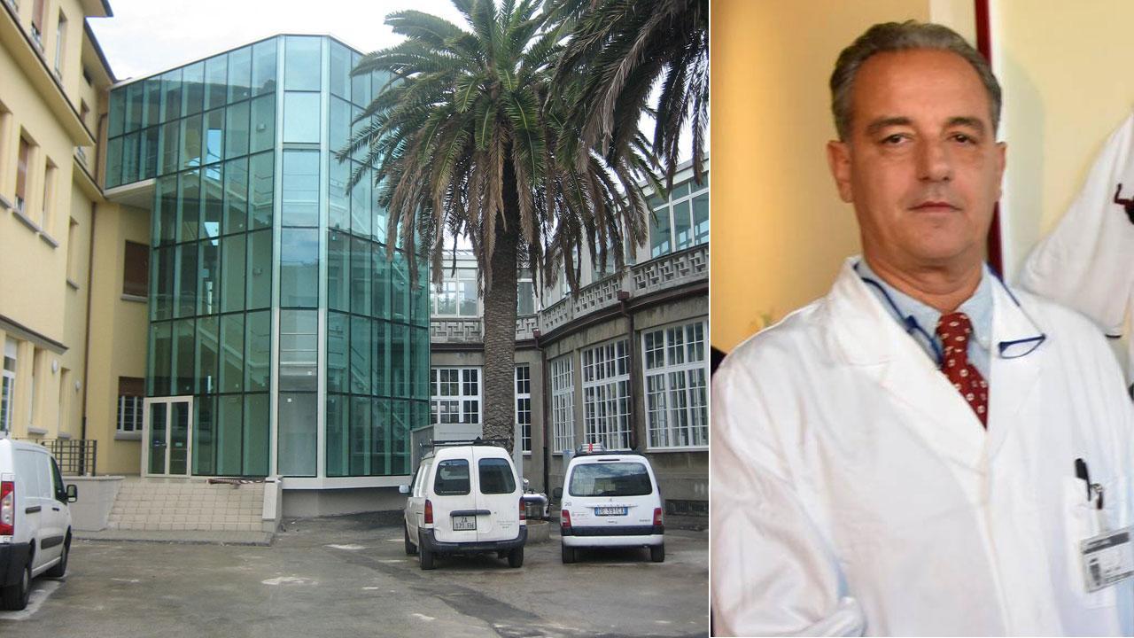 L'entrata del reparto di pediatria dell'ospedale all'8° padiglione e il primario del reparto di pediatria Roberto Danieli