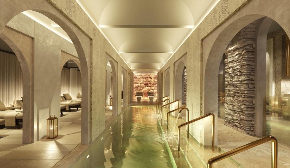 Il rendering della nuova, spettacolare spa realizzata nel Grotta Giusti Thermal spa resort