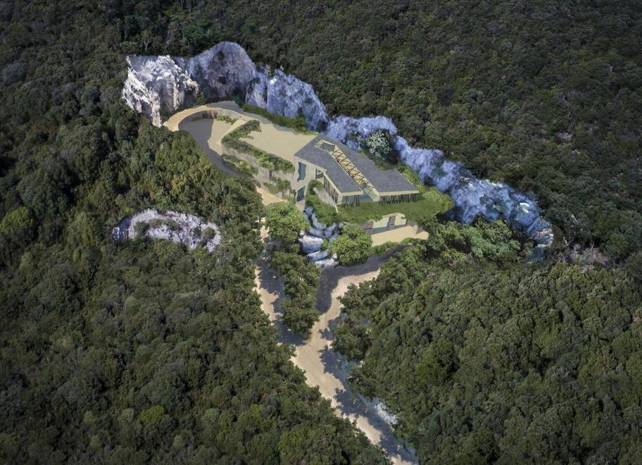 Il rendering della cantina monumentale della società Dievole che nascerà nella cava dismessa di Cariola