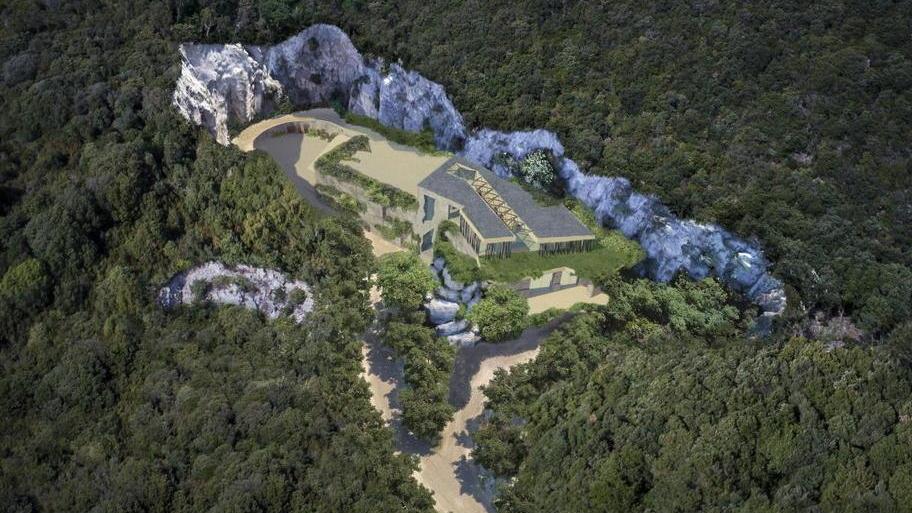 Il rendering della cantina monumentale della società Dievole che nascerà nella cava dismessa di Cariola