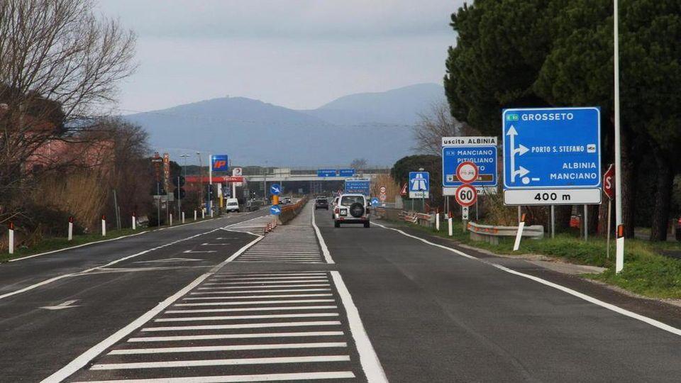 La variante Aurelia nella zona di Albinia, in provincia di Grosseto