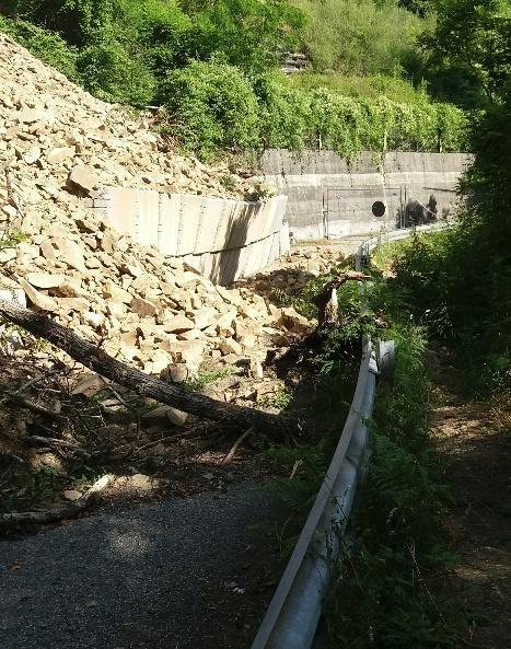 La frana blocca la strada da mesi e i cittadini ci buttano la spazzatura