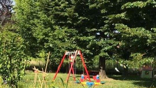 I bimbi dell’asilo giocano tra l’erba alta
