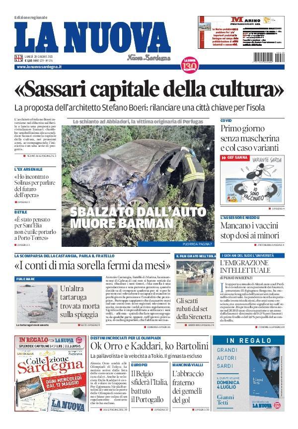 La Nuova Sardegna - Prima Pagina - 28 giugno 2021