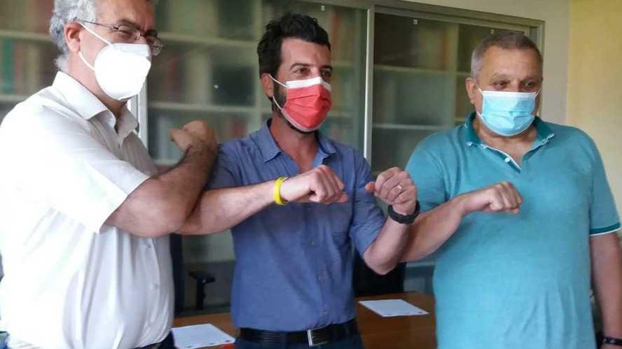 Marco Bucci (Cisl), Lorenzo Pancini (Cgil) e Rodolfo Zanieri (Uil)