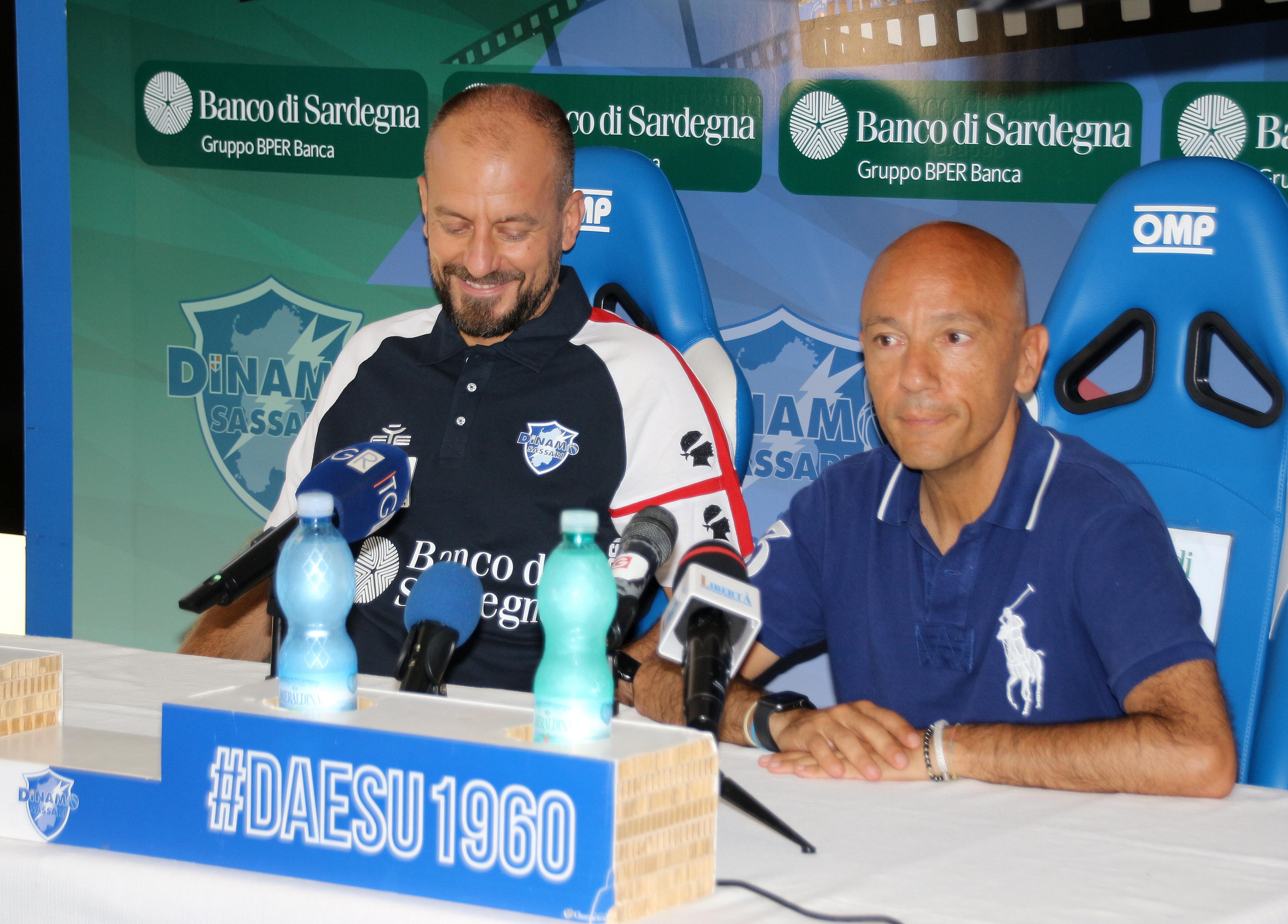 Demis Cavina con il presidente Sardara (foto ivan nuvoli)