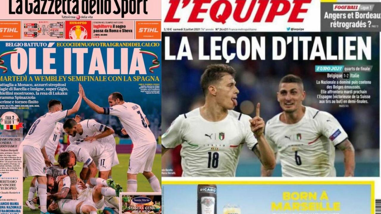 La vittoria dell'Italia nei giornali italiani e stranieri: Barella in prima pagina sull'Équipe