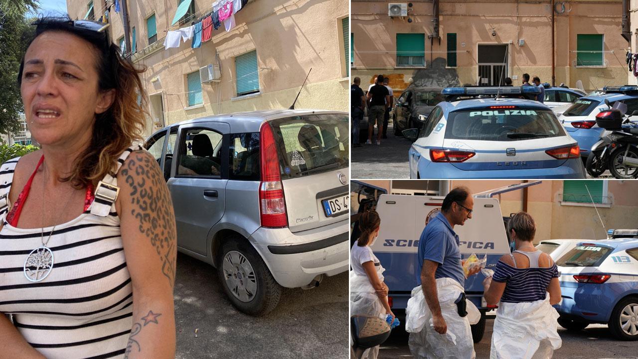 A sinistra Chiara Casciana, l’amica di Ginetta Giolli che ha dato l’allarme. A destra, in alto, gli agenti delle volanti sul posto e sotto la polizia scientifica (fotoservizio Franco Silvi)