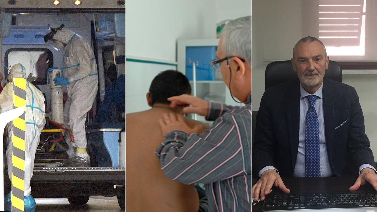 Da sinistra, medici impegnati nell’emergenza Covid, un medico durante una visita e il presidente dell’ordine provinciale Carlo Manfredi